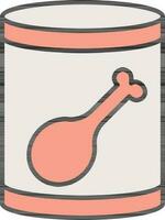 Canned Chicken Box Icon In Peach And White Color. vector