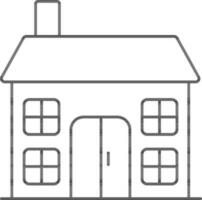 Stroke Style House Or Home Building Icon In Flat Style. vector