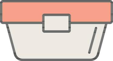 Peach And White Packing Cantainer Icon In Flat Style. vector