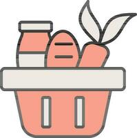 Vegetable Container Icon In Peach And White Color. vector