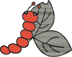 Caterpillar With Leaves Icon In Grey and Orange Color. vector