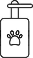 Paw Symbol On Pump Bottle Icon In Black Stroke. vector