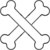 Crossbones Icon Or Symbol In Thin Line. vector