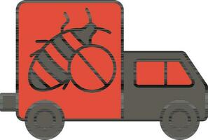 Pest Control Truck Icon in Gray and Orange Color. vector