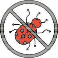 Stop Ladybug Icon In Grey and Orange Color. vector