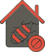 Pest Control House With Cockroach Icon in Grey and Orange Color. vector