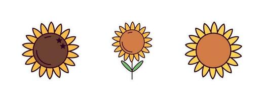 Sunflower Icon Vector Illustration. Sunflower Lineal Color Icon