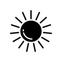 Sun Fill Icon Symbol Vector. Black Glyph Sun Icon vector