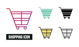 compras icono conjunto vector ilustración