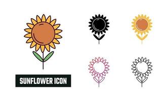Sunflower Icon Set Vector Illustration