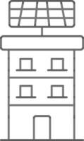 Solar Panel With Apartment Building Line Art Icon. vector