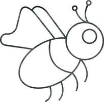 Isolated Bee Icon In Black Outline. vector