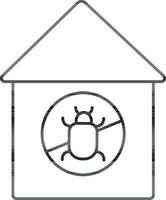 No Bug OR Infestation Home Icon In Black Outline. vector