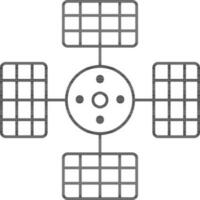 Solar Spacecraft Icon in Black Line Art. vector