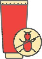 Insect Cream Tube Icon In Red And Yellow Color. vector