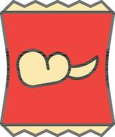 Snack Packet Icon In Red And Yellow Color. vector