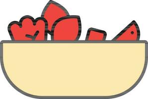 Salad Bowl Icon In Red And Yellow Color. vector