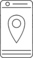 Location App In Smartphone Scree Line Art Icon Or Symbol. vector