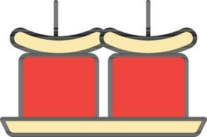 Paneer Tikka Icon In Red And Yellow Color. vector