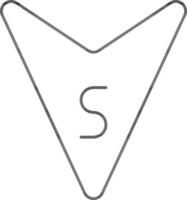 South Arrow Point Icon In Thin Line Art. vector