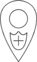 Add Gps For Security Black Line Art Icon. vector