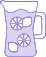 Lemonade Jug Or Mug Icon In Purple And White Color. vector