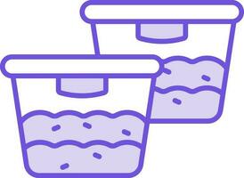 Two Ice Box Icon In Purple And White Color. vector