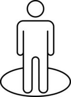 Illustration of Man Standing In Circle Icon In Black Stroke. vector