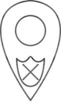 Cross Or Closed Gps For Security Icon In Black Stroke. vector