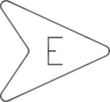 East Location Arrow Icon In Line Art. vector