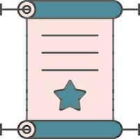 Star On Scroll Letter Icon In Teal And Pink Color. vector