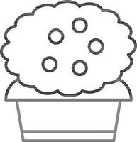 Isolated Flower Pot Icon In Thin Line Art. vector