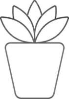 Isolated Plant Pot In Blat Outline. vector