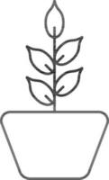 Plant Pot Icon In Line Art. vector