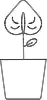 Plant Pot Icon In Thin Line Art. vector