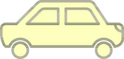 Flat Style Car Icon In Yellow Color. vector