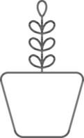 Flat Style Plant Pot Icon In Line Art. vector