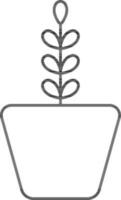 Flat Style Plant Pot Icon In Line Art. vector