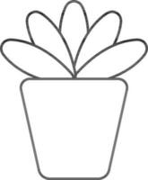 Plant Pot Icon In Black Outline. vector