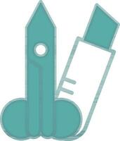 Scalpel And Scissors Icon In Green And White Color. vector