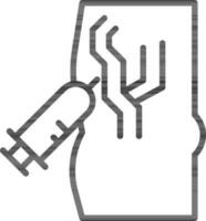 Back Spine Injection Icon In Black Line Art. vector