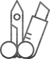 Scalpel And Scissors Icon In Linear Style. vector