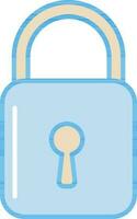 Padlock Icon In Blue And Yellow Color. vector