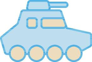 Armoured Tank Icon In Blue And Yellow Color. vector