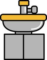 Cabbinet Washbasin Icon In Gray And Orange Color. vector