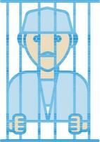 Criminal in Jail Blue And Yellow Icon. vector