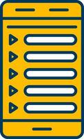 List Open In Smartphone Screen Yellow And White Icon. vector