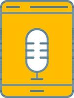 Yellow And White Mobile Mic Icon Or Symbol. vector