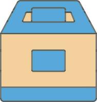 Vote Or Ballot Box Icon In Blue And Brown Color. vector