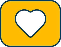 corazón símbolo en cuadrado icono en amarillo y blanco color. vector
